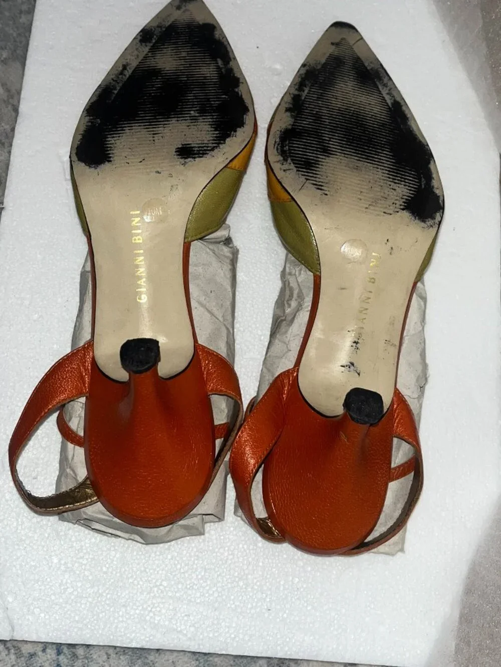 Gianni Bini Orange Green Yellow Wave-Accent Pointed Toe Heels